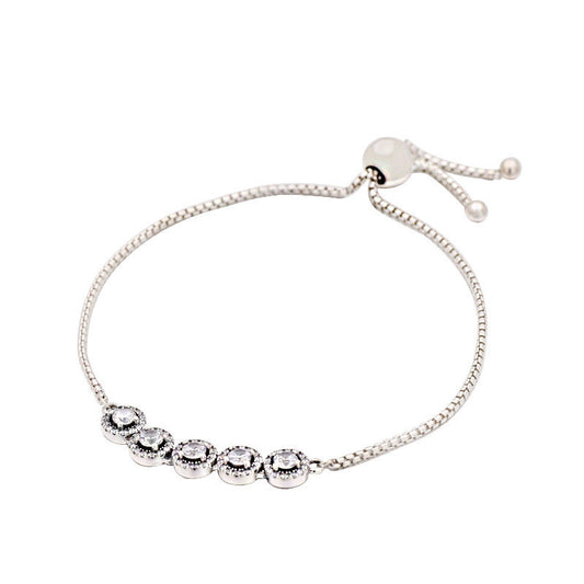 Round zircon silver bracelet